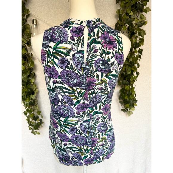 Vera Bradley Rayon Lavender Meadows Keyhole back Floral & Lace Sleeveless Blouse - Picture 7 of 11
